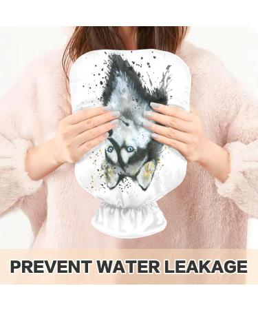 NAANLE 2L Hot Water Bottle - Watercolor Husky Design for Pain Relief & Heat Therapy | Transparent Hand Warmer & Bed Companion - Buy Online on GoSupps.com