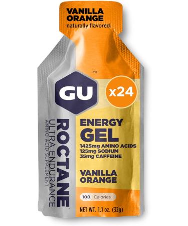 GU Energy Roctane Ultra Endurance Energy Gel - Vegan - Gluten-Free and Dairy-Free On-The-Go Sports Nutrition for Athletes  - Vanilla Orange - 24 Packets