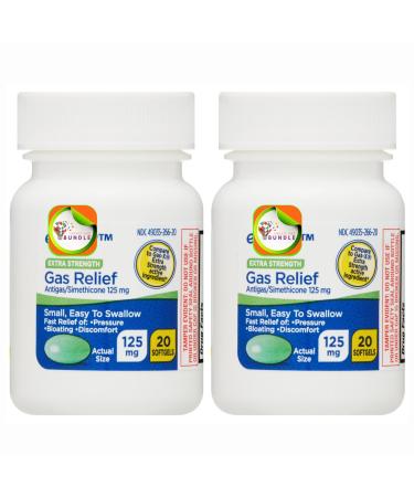 Equate Extra Strength Gas Relief Softgels Simethicone 125 mg Fast-Acting Anti-Gas 20 Count (Pack of 2) Total 40 Softgels + Create Sticker