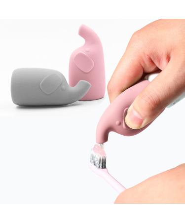 Food-Grade Silicone Toothpaste Squeezer Unique Elephant Design Perfect Addition to Your Bathroom Routine(Gray + Pink)