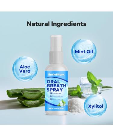 SmileShark Fresh Breath Spray (2 Pack) Mouth Moisturizer for Dry Mouth Long Lasting Mint Flavor 1.69 oz Travel Size Alcohol-Free & Sugar Free Natural Ingredients for Bad Breath Instant Fresh - Buy Online on GoSupps.com