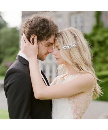 VIKASAUN RAST Bridal Hair Clips - Elegant Silver Leaf Wedding Hairpin with Crystal & Pearl - Ideal Hair Accessories for Brides - Buy Online on GoSupps.com