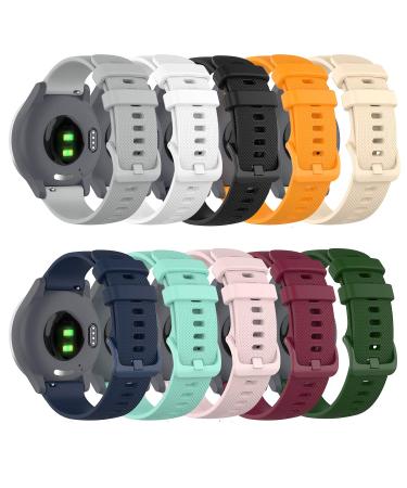 RuenTech Bands Compatible with Garmin Vivoactive 4S / Vivomove 3S/ Venu 2S Band Silicone Quick Release Straps 18MM Replacement Wristband (10 Colors)