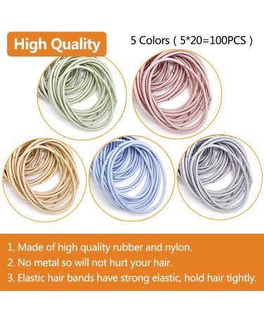 100 Colorful Hair Ties for Girls - No Metal Elastic Bands Perfect Ponytail Hair Accessories - Buy Online on GoSupps.com