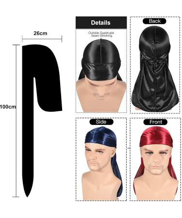Furwabo Silky Durags & Wave Brush Kit Unisex Night Sleep Hat for 360 540 720 Waves - Blue - Buy Online on GoSupps.com
