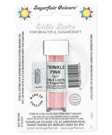 Sugarflair Twinkle Pink Edible Lustre Dust Add a Lustrous Shine to Cakes or Decorations. Brush On or Add Rejuvenator to Create Eye-Catching Edible Paint Gives Shine to Your Bakes - 2g