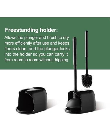 Eyliden 2-in-1 Toilet Plunger and Brush Set with Holder - Bathroom Cleaning Combo (Black) - Buy Online on GoSupps.com