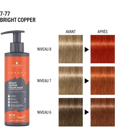Schwarzkopf Professional CHROMA ID Semi Permanent Color Mask Mix Tone Color System Refreshing Toning Intense Care Deep Conditioning Vegan Formula 7-77 Shiny Copper 300 ml - Buy Online on GoSupps.com