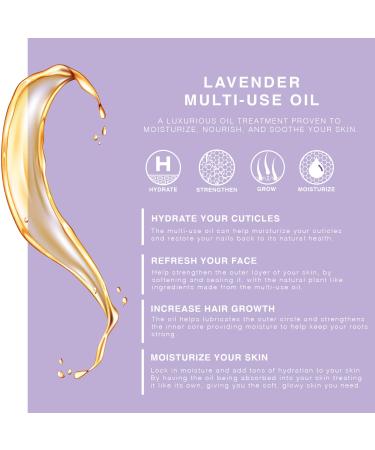 Organic Lavender Multi-Use Oil for Face, Body & Hair - 4 fl oz | Moisturizer with Apricot, Vitamin E, Coconut & Almond Oil - For Dry Skin, Scalp & Nails - Buy Online on GoSupps.com