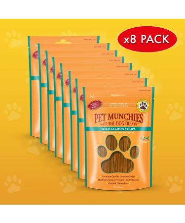 Pet Munchies Wild Salmon Strips Dog Treats Premium Grain Free Dog Chews with Natural Real Meat 80g (Pack of 8) - Buy Online on GoSupps.com