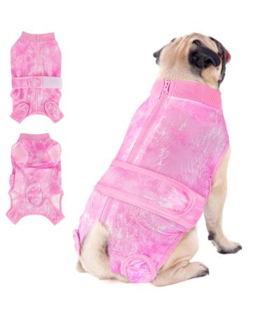 Eyein Dog Surgery Recovery Suit Dog Surgical Bodysuit Abdominal Wound Protector Preventing Licking Spay Shirt for Female Male Dog After Surgery Onesie with Zipper Dog Cone E-Collar Alternative(XXL) XX-Large Tie-dye pink