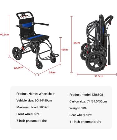 Manual Portable Wheelchair Aluminum Folding Wheelchairs Travel Portable Small Lightweight Tour Durable Wheelchair Easy To Clean Flight Pushes Wheelchair - Buy Online on GoSupps.com