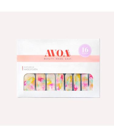 Shop Avoa Beauty Happy Little Accidents Nail Film - Colorful Self-Adhesive Nail Wraps | Long-Lasting Nail Art in Pink Yellow Blue & White - Buy Online on GoSupps.com