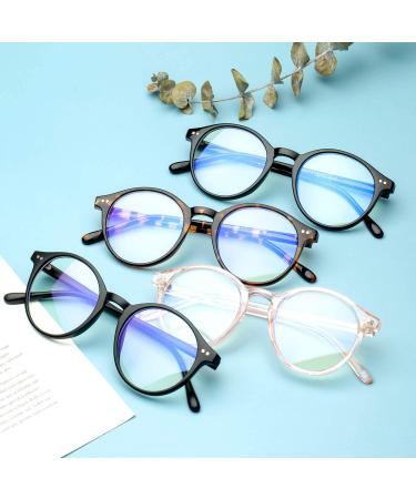 Vintage Blue Light Blocking Glasses for Women/Men - Round Rim Eyeglasses Frame for Computer Gaming - Anti Eyestrain - Transparent/Leopard/Black - Buy Online on GoSupps.com