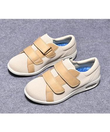 Men's Diabetic Edema Shoes | Wide Width Walking Sneakers with Adjustable Closure for Swollen Feet - Size 9 Khaki - Buy Online on GoSupps.com