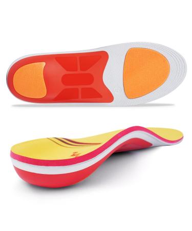 Plantar Fasciitis Relief Insole Heavy Duty High Arch Supports Orthotics Men Women Overpronation Inserts Orthopedic Flat Feet Pads Heel Pain Work Boot Shoe Insoles Size(10-10 1/2) MEN (10-10 1/2)|WOMEN (12-12 1/2)--290MM Orange
