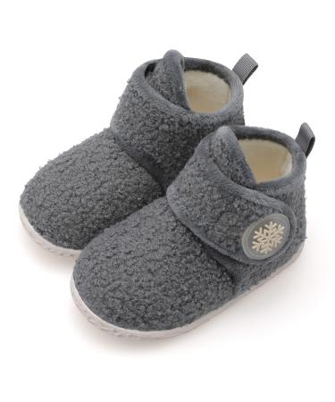 JIASUQI Baby Boys Girls Booties Toddler Soft Winter Boots House Slippers Infant Warm Socks Anti Skid Newborn Crib Shoes 2-2.5 Years Dgrey