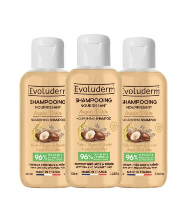 Evoluderm EVOLUDERM Divine Argan Nourishing Shampoo 100 ml 96% Natural Ingredients Vegan Made in France Pack of 3 x 100 ml