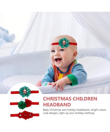 Lurrose 3pcs Baby Girls Floral Headbands | Christmas Santa Cloth Hair Bands for Newborns, Infants, Toddlers | Kids Hair Accessories - Red - Buy Online on GoSupps.com