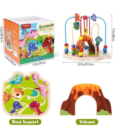 Shop Toyssa Wooden Montessori Motoric Loop - Dinosaur Roller Coaster Colorful Pearl Labyrinth & Motor Cubes for Toddlers (Ages 1-3) | Perfect Gift for Kids - Buy Online on GoSupps.com