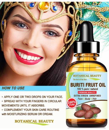 Buy Pure Brazilian Buriti Fruit Oil - Natural Virgin Cold Pressed Carrier Oil for Face Body Hair & Nails - 0.5 fl. oz by Botanical Beauty - International Shipping Available - Buy Online on GoSupps.com