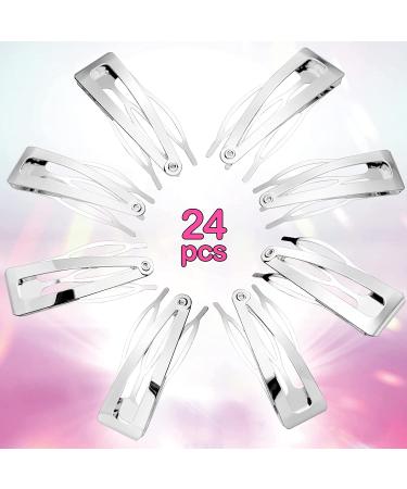 24 Silver Double Grip Hair Clips - Metal Snap Hair Barrettes | Salon Supplies - Buy Online on GoSupps.com