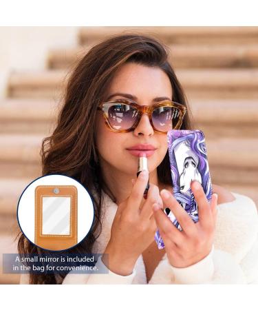 Travel Lipstick Organizer Case | Portable Makeup Bag with Mirror | Unicorn Purple Pattern | Shop Now - Buy Online on GoSupps.com