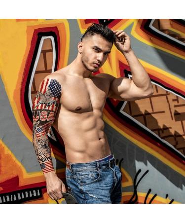 Aresvns USA Flag Temporary Tattoo - Patriotic American Flag Sleeve Design for Independence Day | Memorial Day & 4th of July Decorations - Buy Online on GoSupps.com