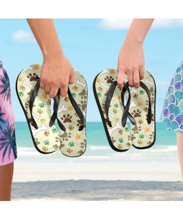 Mnsruu Dog Paw Print Flip Flops | Stylish & Comfortable Footwear for Home Hotel Spa & Travel | Unisex S for Men & Women - Buy Online on GoSupps.com