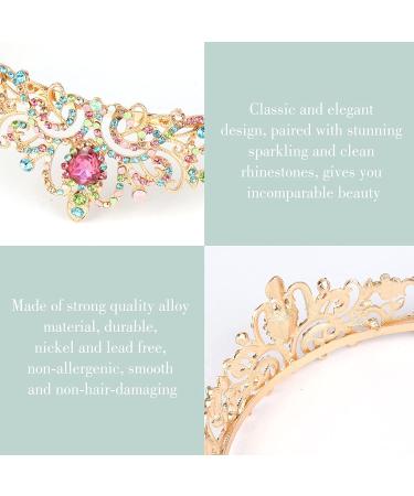 Araluky Gold Tiara & Crown for Women | Elegant Birthday & Wedding Decorations with Multicolor Crystals - Buy Online on GoSupps.com