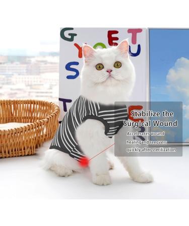 Clrybo Katzenbody: Professional Recovery Suit for Cats - After Op Anti-Trim Clothing for Belly Wounds & Skin Diseases - Striped Gray Medium - Ideal Post-Surgery Cat Wear - Buy Online on GoSupps.com