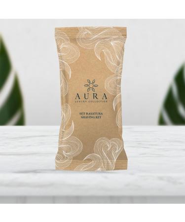 Aura Luxury Collection Shaving Set | Premium Disposable Razor & Cornflower Shaving Gel Sachet - International Shipping Available - Buy Online on GoSupps.com