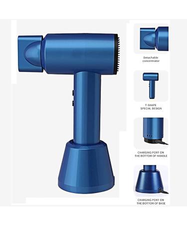 Portable Cordless Hair Dryer Hand-held Wireless Hair Dryer Rechargeable Blow Dryer for Blowing Hair (Blue) - Buy Online on GoSupps.com