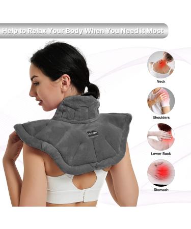 Microwavable Heating Pad for Neck and Shoulders  Extra Large Weighted Heated Neck Wrap Microwave with Moist Heat Reusable (Gray) Neck & Shoulders - Dark Gray - Buy Online on GoSupps.com