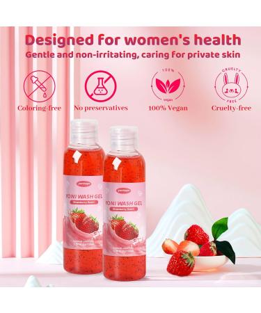 2 PCS Natural Yoni Wash - pH Balanced Feminine Cleanser for Women | Intimate Moisturizing & Deodorizing Strawberry Scent - Buy Online on GoSupps.com
