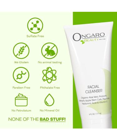 Ongaro Beauty Hydrating Face Cleanser - Gentle Facial Wash with Organic Aloe Vera, Hyaluronic Acid, and Vitamin E - For All Skin Types - 6 fl oz - Buy Online on GoSupps.com