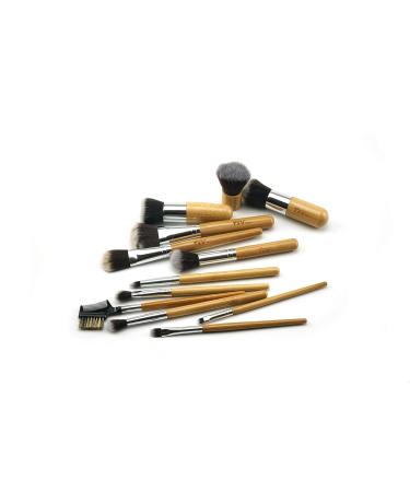 Buy Mart Professional Wooden Makeup Brush Set - 12 Pieces with Travel Pouch | Bamboo Handles & Ultra Soft Synthetic Bristles for Flawless Application - Buy Online on GoSupps.com