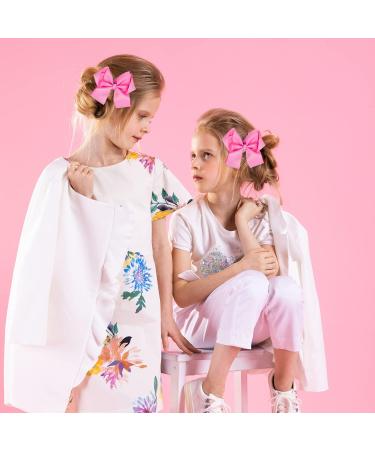 Pink 6 Inch Ribbon Hair Bow Clips - Fashionable Hair Accessories for Girls, Women, Toddlers - Perfect for Christmas, Wedding, Birthday - Alligator Clips - A3HDJFJ - Buy Online on GoSupps.com