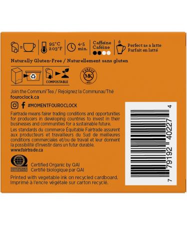 Four O'Clock Black Tea Chai Organic Fairtrade Non-Gmo Kosher Gluten-Free 6 Packs (96 teabags) - Buy Online on GoSupps.com