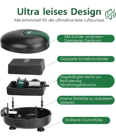 Buy AQQA Ultra Quiet 2.5W Aquarium Air Pump - Adjustable Oxygen Pump with Double Outlet Valve for Optimal Fish Tank Aeration - Buy Online on GoSupps.com