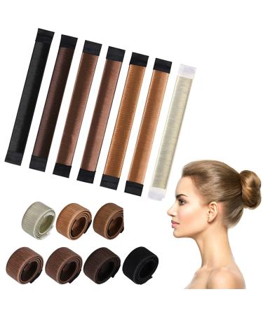 KISSBUTY 7 Pcs Bun Maker French Twist Hair Donut Fold Wrap Snap Disk Hair Fashion Bun Hair Styling Hair Donut Magic DIY Tool for Woman Girl Ladies 7 Shades - Buy Online on GoSupps.com