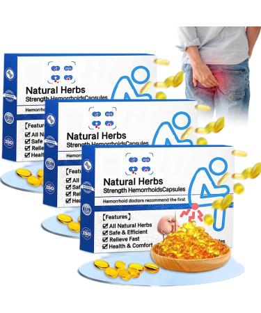 KnjoFly Heca Natural Herbal Strength Hemorrhoid Capsules Hemorrhoid Suppository Natural Hemorrhoid Relief Capsules for Women Men (3 Box)