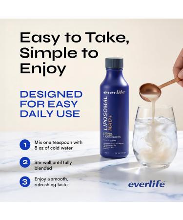 Everlife Liposomal NAD+ Liquid Supplement 150mg Shot with Liposomal Trans-Resveratrol TMG & Glycine Boosts Energy Cellular Repair Healthy Aging & Longevity NMNH Alternative 30 Servings - Buy Online on GoSupps.com