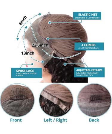 Aomllute 24 Inch Deep Wave HD Lace Frontal Human Hair Wig - 180% Density, Pre-Plucked, Natural Black Color for Women - Buy Online on GoSupps.com