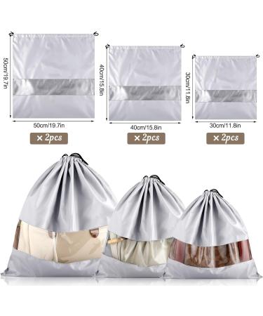 6 Pack Drawstring Dust Bags for Handbags - Waterproof Storage Organizer for Travel Shoes & Boots - Silver - Multiple Sizes - Buy Online on GoSupps.com