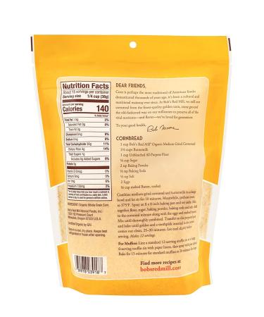 Bob's Red Mill Organic Medium Grind Cornmeal 24oz - Premium Quality - Buy Online on GoSupps.com