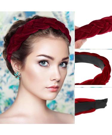 Shop Newofview Vintage Hair Accessories - 4 Piece Wide Headband Set for Women | Black Red Wine Navy Camel - Buy Online on GoSupps.com