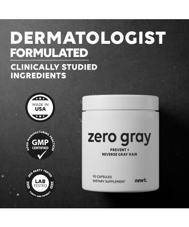ZERO GRAY Anti Grey Hair Supplements to Reverse Gray Hair Permanently Fast | Restore Natural Color & Prevent Grey Hair Growth | Biotin Vitamins Catalase Supplement Men & Women | 90 Capsules - Buy Online on GoSupps.com