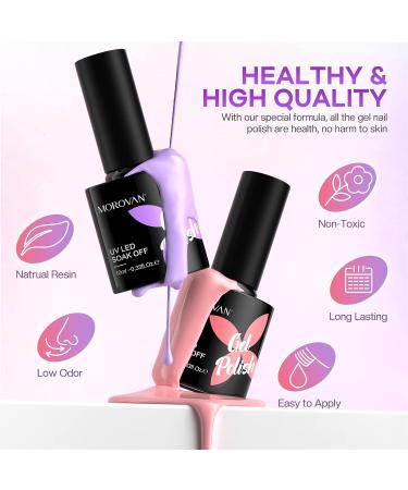 Morovan Gel Nail Polish Kit with UV Light - 36 Colors Soak Off Gel Nail Set with 48W Lamp and Top Coat - Manicure Starter Kit for Women - Buy Online on GoSupps.com