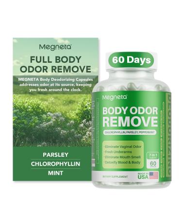 Body Deodorizing Supplement Natural Internal Odor Control Pills for Men & Women Chlorophyll Capsules for Skin Breath and Gut Health (60 Capsules) 60 Count (1 Bottles)